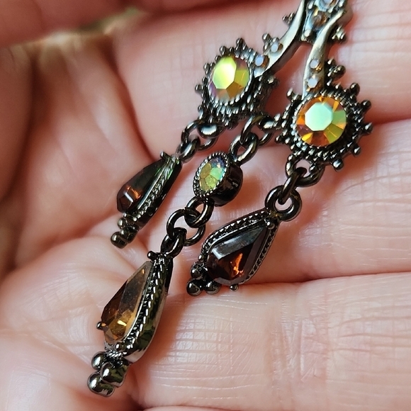 Elegant Gold and Brown Chandelier Earrings - Picture 5 of 6